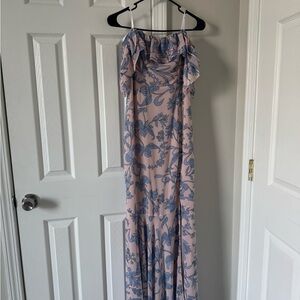 Lulu's Floral Ruffle Maxi Dress - Pink and Blue